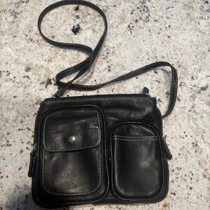 Boho Black Leather Fossil Crossbody Bag ~ NEW!